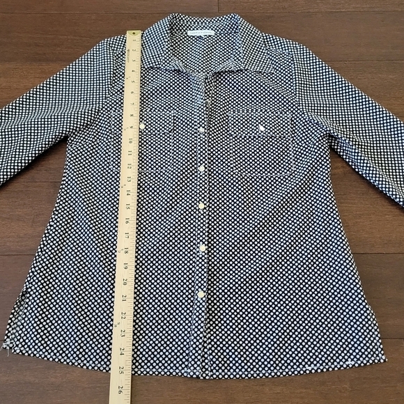 Notations Black & White Polka Dot Geometric Print Button-Up Shirt Women's Size S - Picture 8 of 9